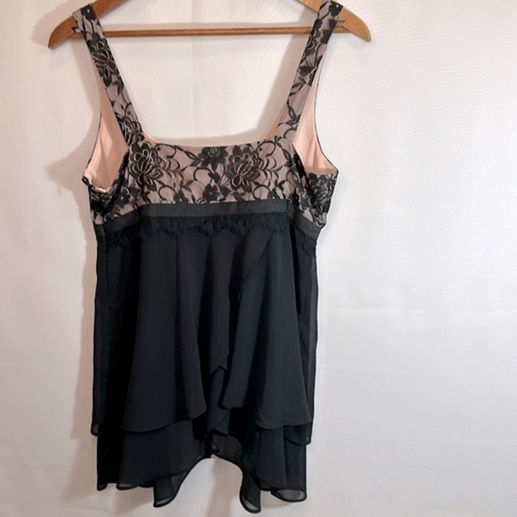 Bandolino Womens Size 4 Blouse Asymmetrical Hem Fairly Lace Trim Top Ribbon Bow - Picture 12 of 14